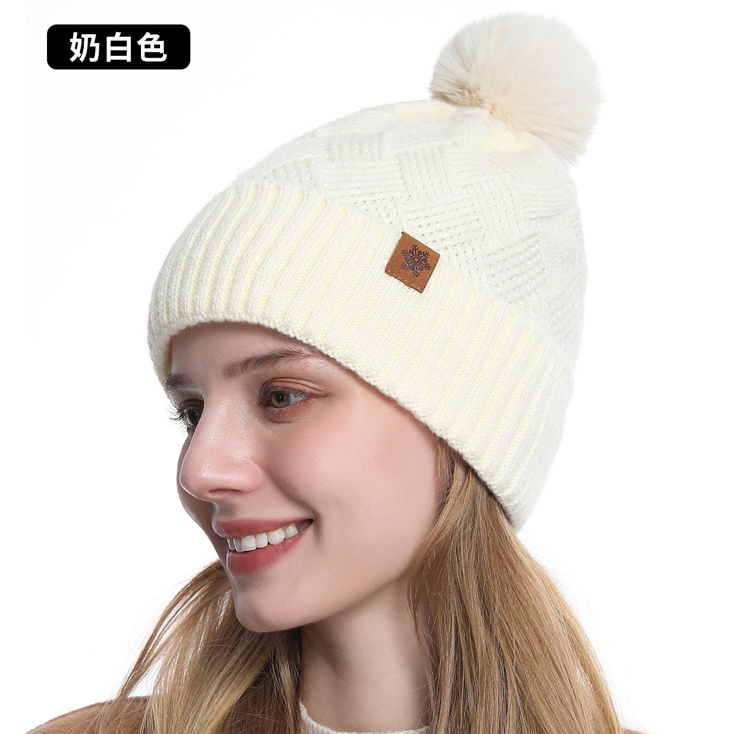 Wholesale Women' s knitted hat winter cold-proof double-layer f outdoor warm knitted hat f gloves three-piece set